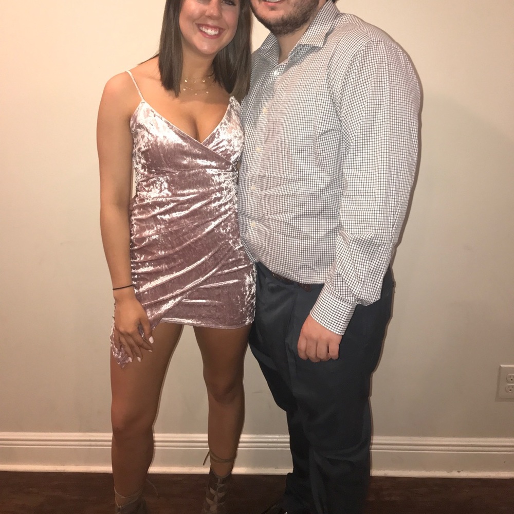 Pink velvet wrap dress